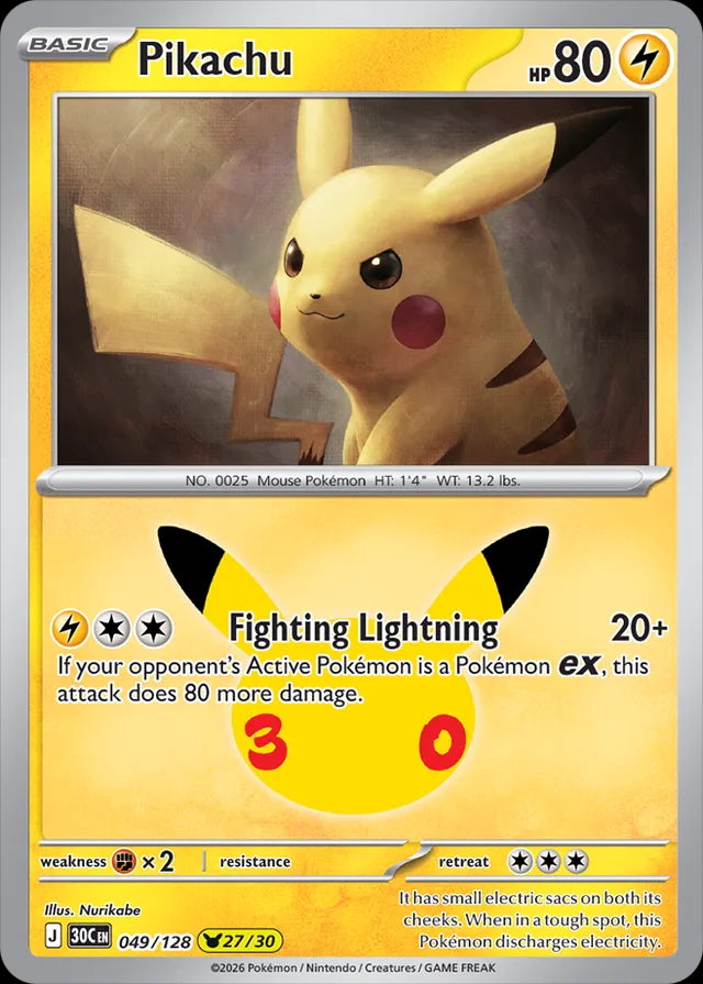 30th Celebration Pikachu #049/128