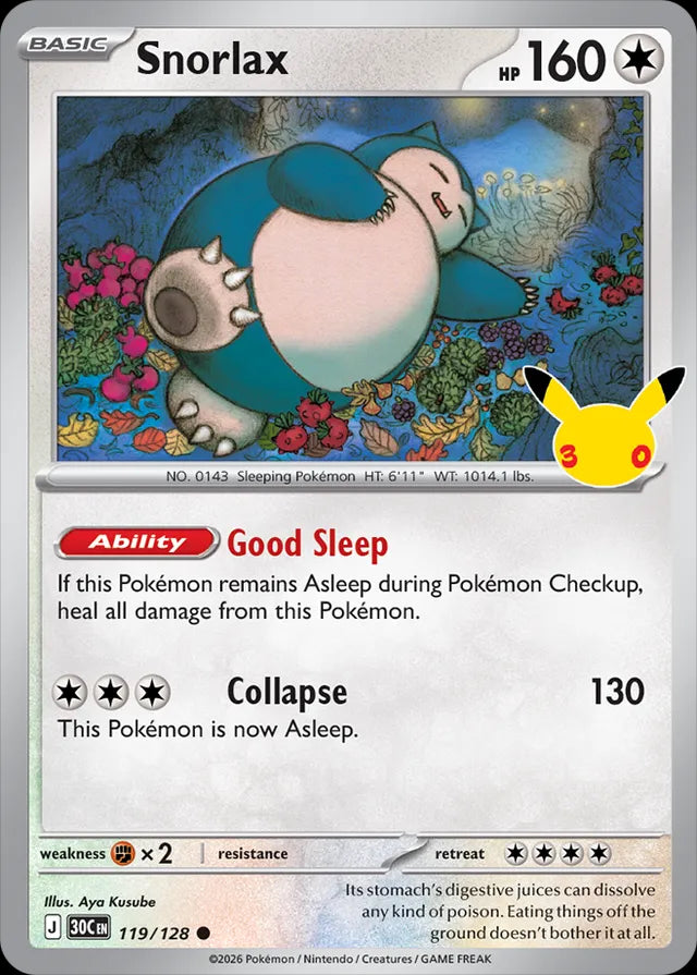 30th Celebration Snorlax #119/128