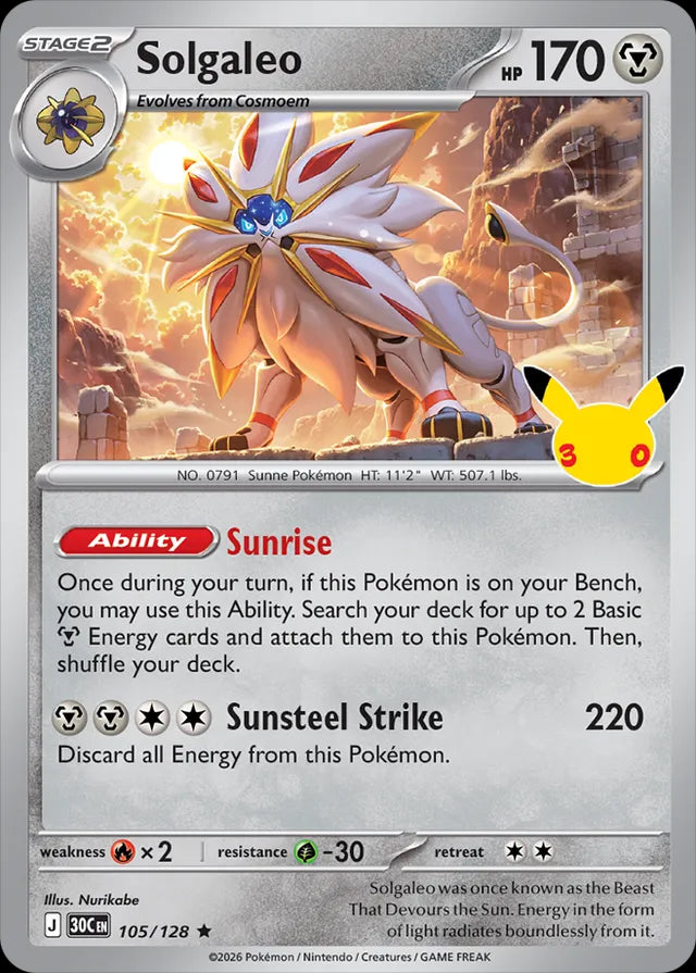 30th Celebration Solgaleo #105/128