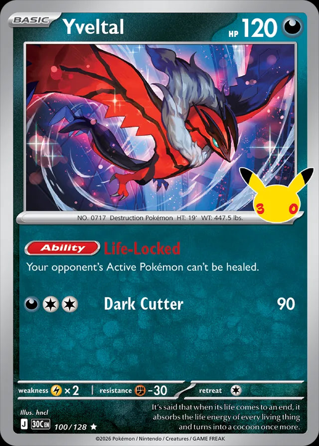 30th Celebration Yveltal #100/128