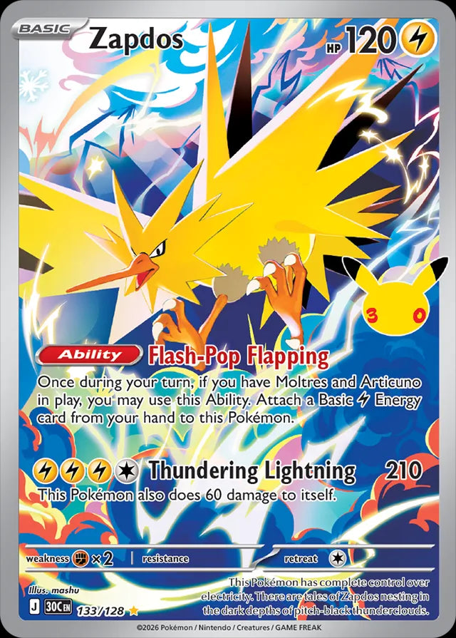 30th Celebration Zapdos #133/128