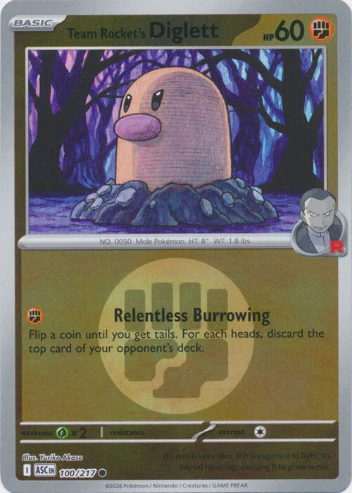 Ascended Heroes Team Rocket’s Diglett #100/217 Reverse Holo