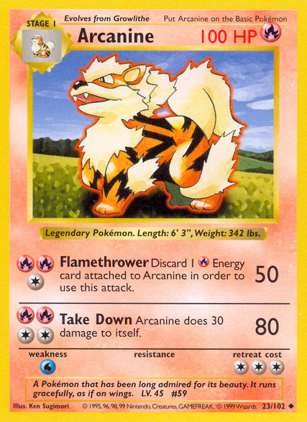 Base set Arcanine #23/102 shadowless