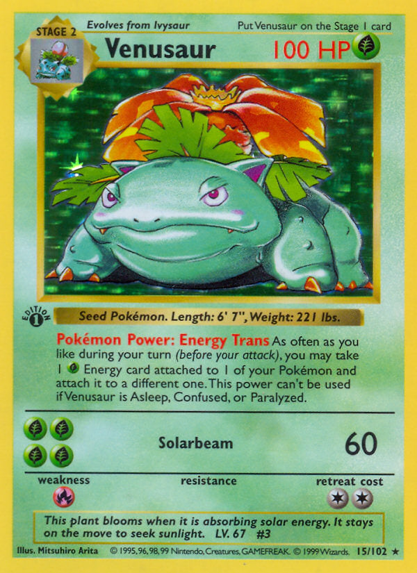 Base set Holo Venusaur #15 / 102 first edition