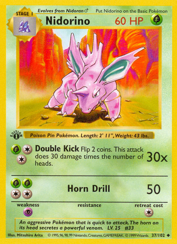 Base set Nidorino #37/102 first edition