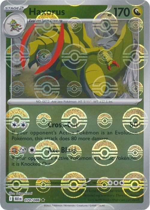 Black Bolt Haxorus #70/86 Pokeball Holo