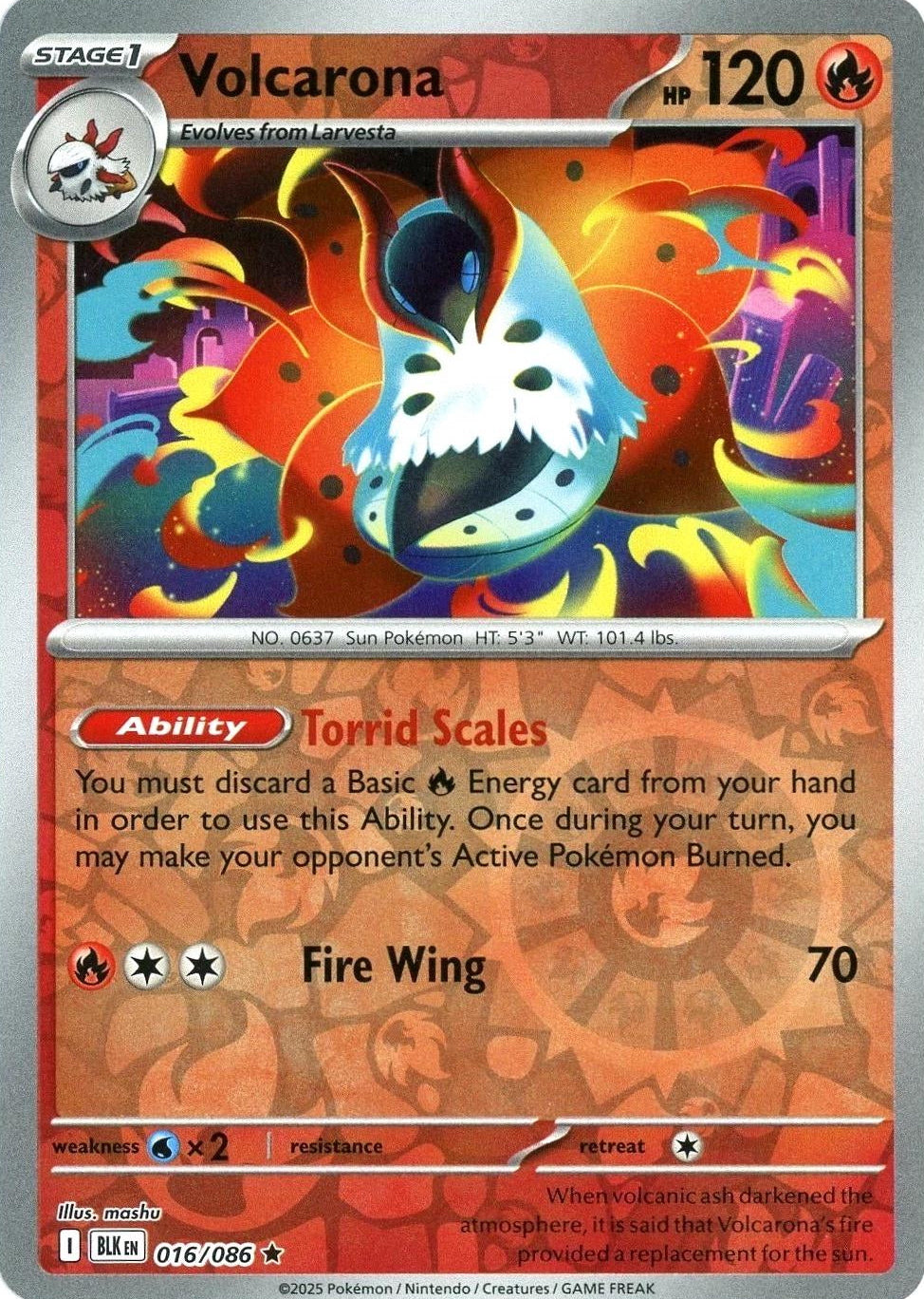 Black Bolt Volcarona #16/86 reverse holo