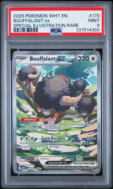 Bouffalant ex #170 SIR PSA 9 – 2025 Pokémon White Flare front