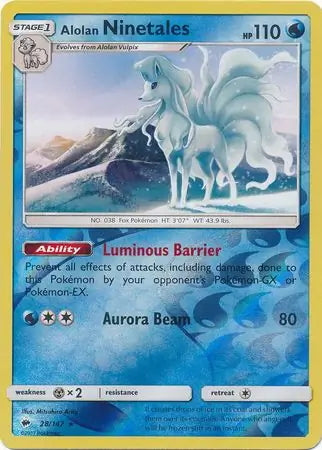 Burning Shadows Alolan Ninetales #28/147 reverse holo
