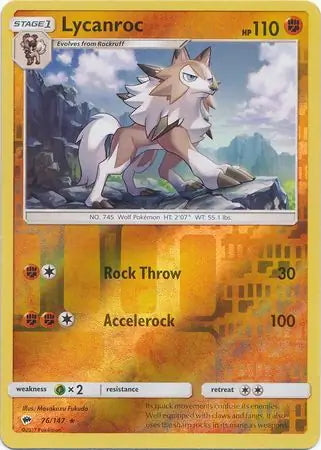 Burning Shadows Lycanroc #76/147 reverse holo