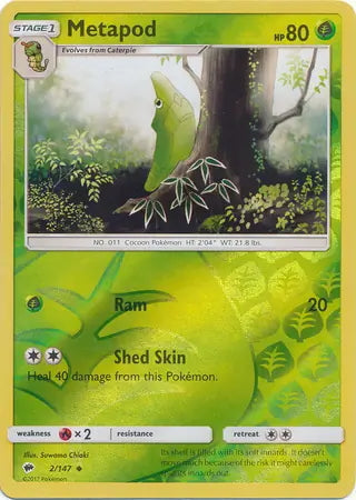 Burning Shadows Metapod #2/147 reverse holo