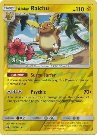 Crimson Invasion Alolan Raichu #31/111 reverse holo