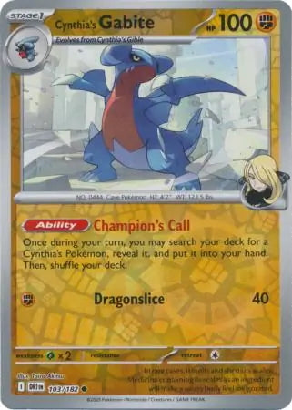 Destined Rivals Cynthia's Gabite #103/182 reverse holo