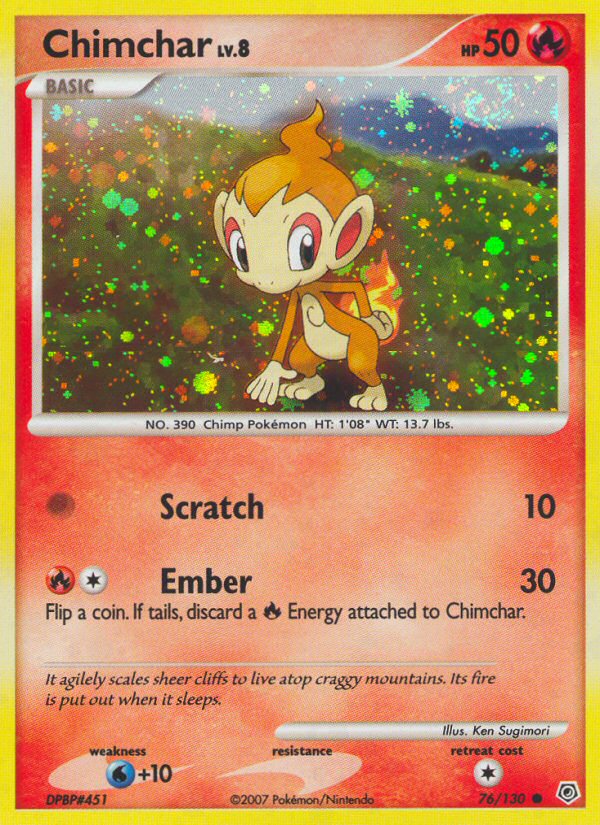 Diamond & Pearl Holo Chimchar #76/130