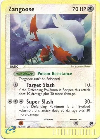EX Sandstorm Zangoose #14/100 reverse holo