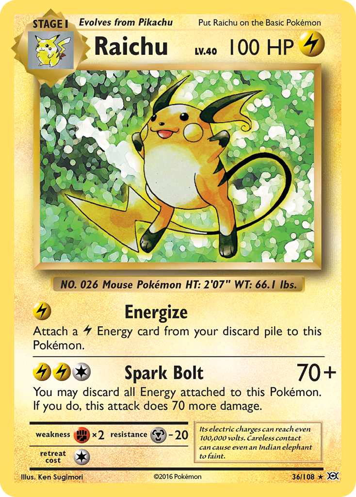 Evolutions Non - Holo Raichu #36/108