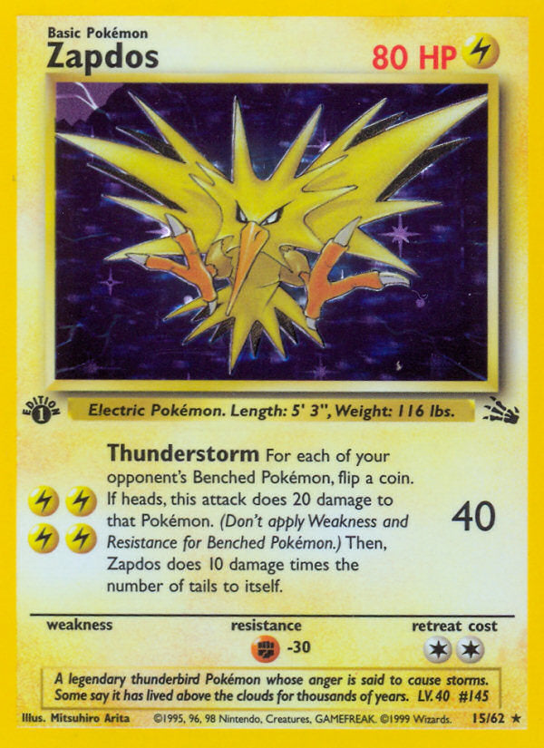 Fossil set Holo Zapdos #15/62 first edition