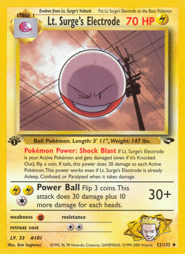 Gym Challenge Lt. Surge's Electrode #52/132 first edition