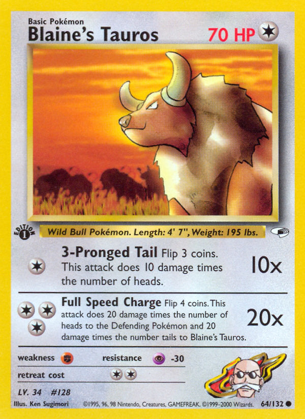 Gym Heroes Blaine's Tauros #64/132 first edition