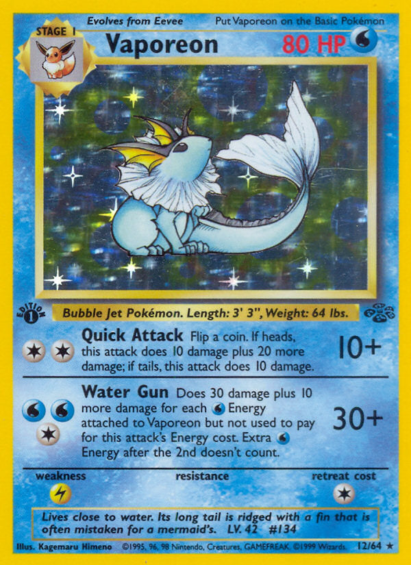 Jungle set Holo Vaporeon #12/64 first edition