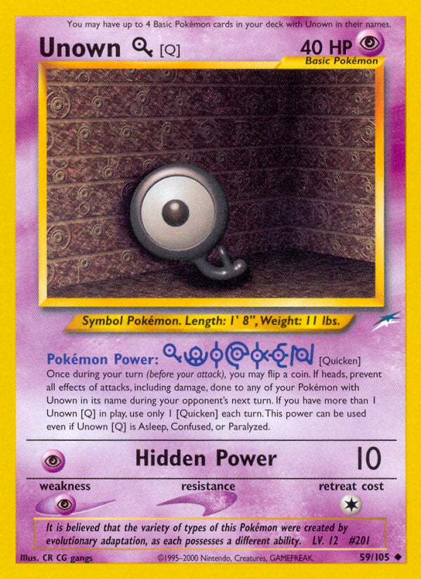 Neo Destiny Unown Q #59/105 unlimited