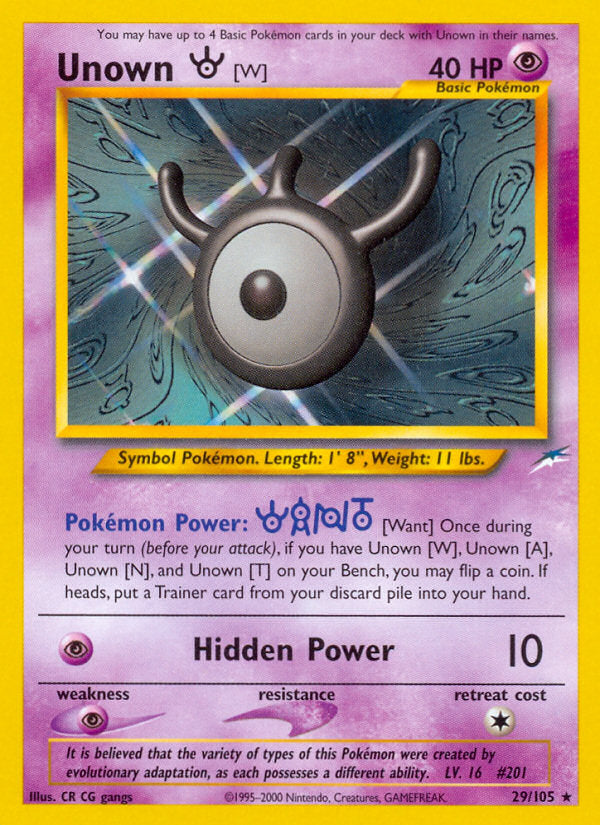 Neo Destiny Unown W #29/105 unlimited