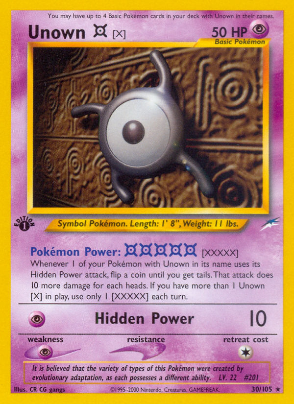 Neo Destiny Unown X #30/105 first edition