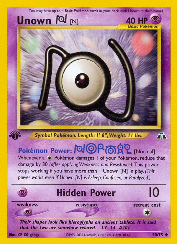 Neo Discovery Unown N #50/75 first edition