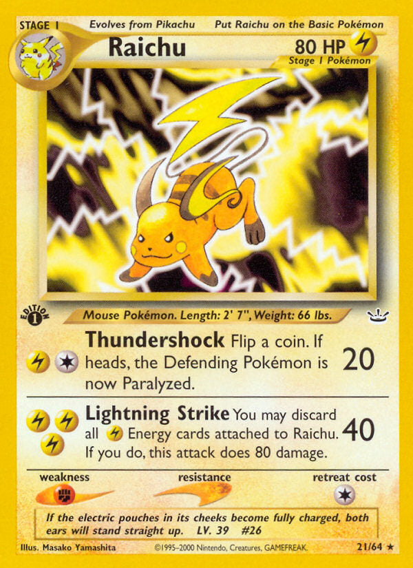 Neo Revelation Raichu #21/64 first edition