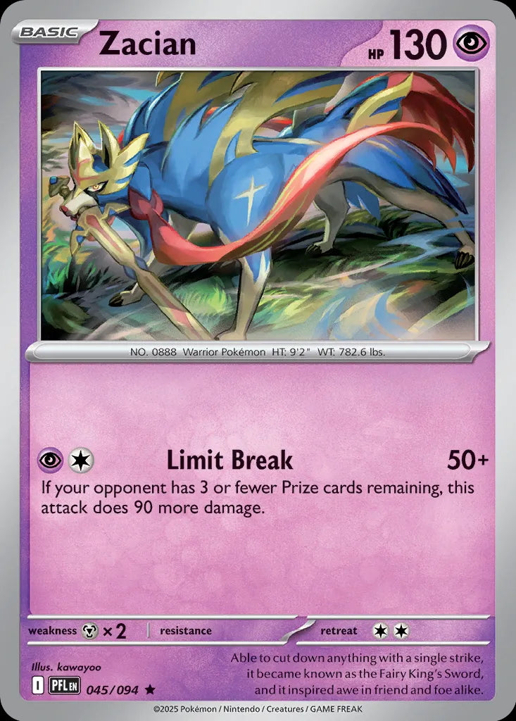 Phantasmal Flames Holo Zacian #045/94