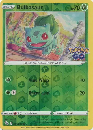 Pokémon Go Bulbasaur #1/78 reverse holo