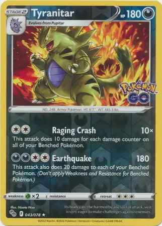 Pokémon Go Tyranitar #43/78 reverse holo