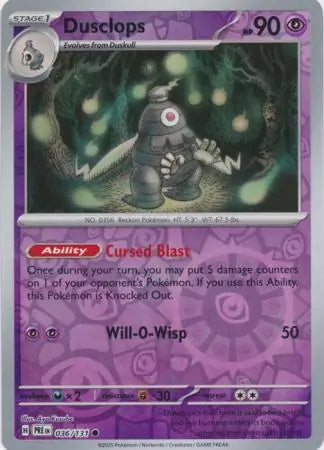 Prismatic Evolutions Dusclops #036/131 reverse holo