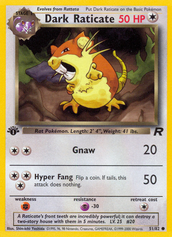 Rocket set Dark Raticate #51/82 first edition