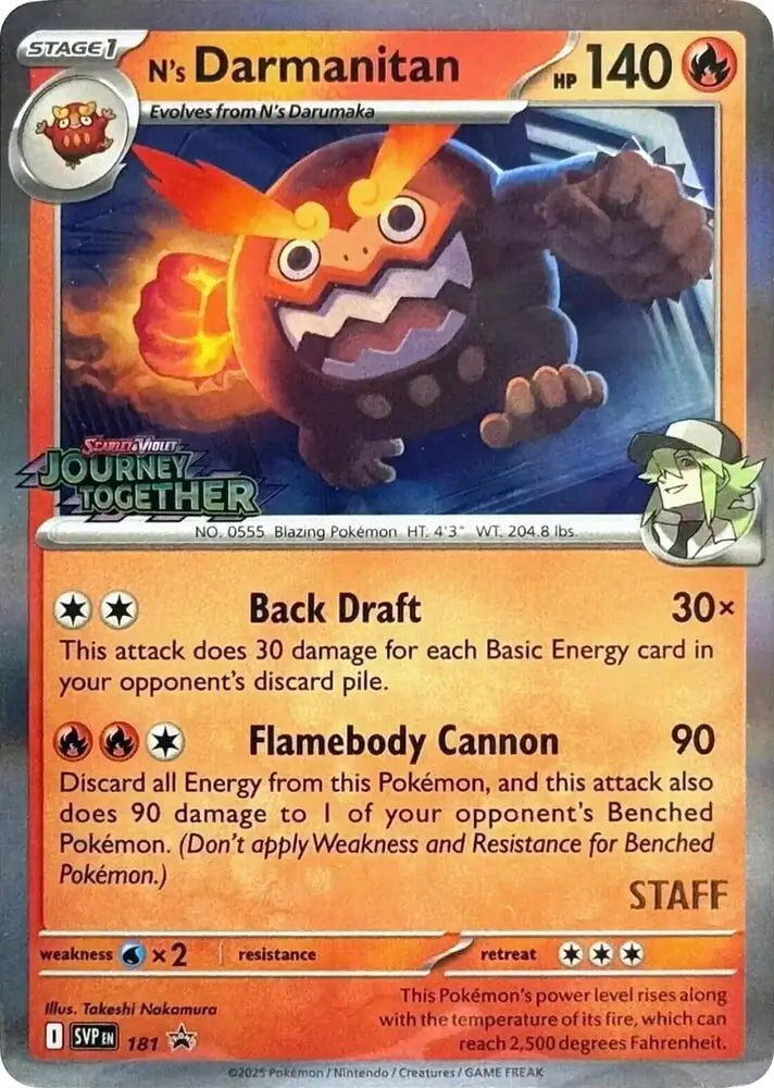 Scarlet & Violet Promo N's Darmanitan #181 Staff Prerelease