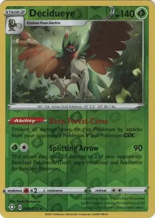 Shining Fates Decidueye #8/72 reverse holo