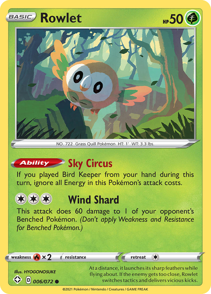 Shining Fates Rowlet #6/72