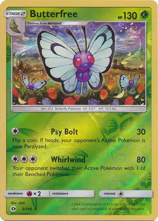 Sun & Moon Butterfree #3/149 reverse holo