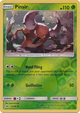 Sun & Moon Pinsir #6/149 reverse holo