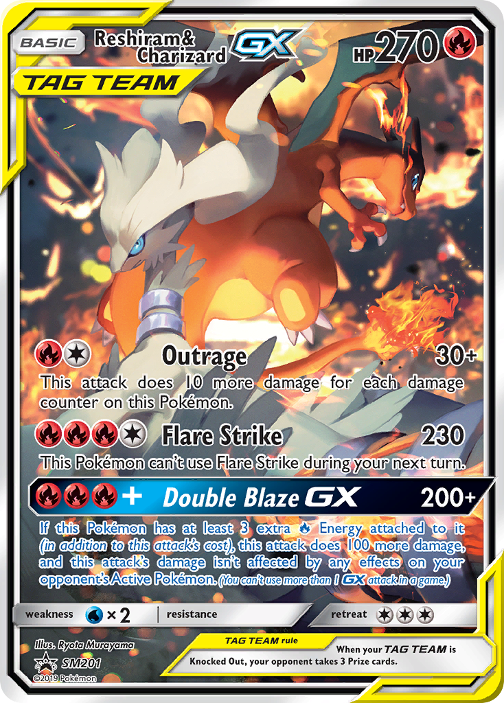 Sun & Moon Promo Reshiram & Charizard GX #201