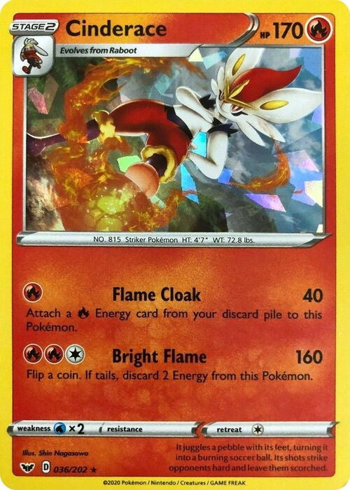 Sword & Shield Cinderace #36/202 Cracked Ice Holo