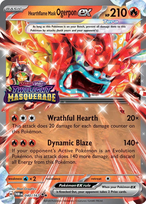 Twilight Masquerade Holo Heartflame Mask Ogerpon ex #40 Twilight Stamp