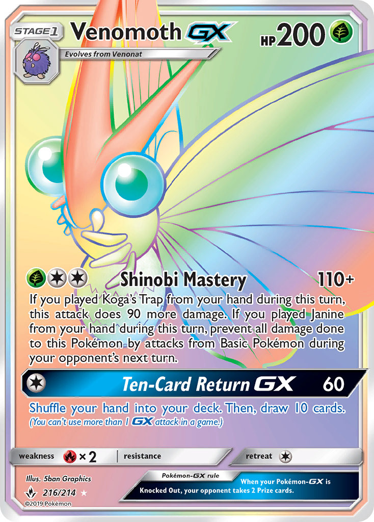 Unbroken Bonds Venomoth GX #216/214
