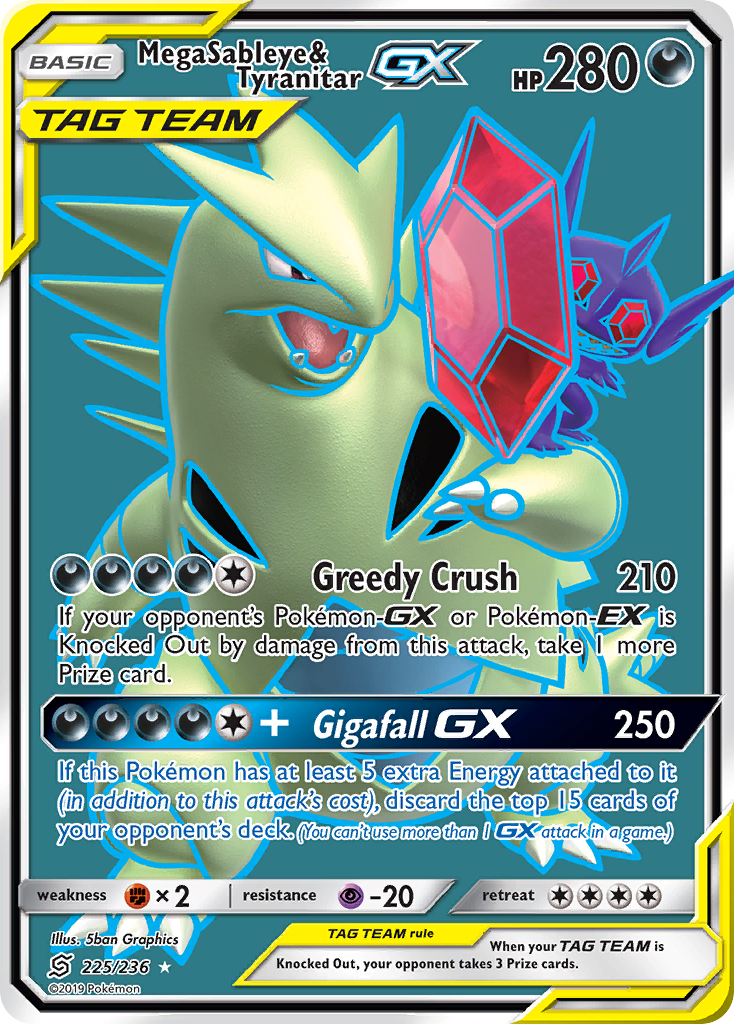 Unified Minds Mega Sableye & Tyranitar GX #225/236