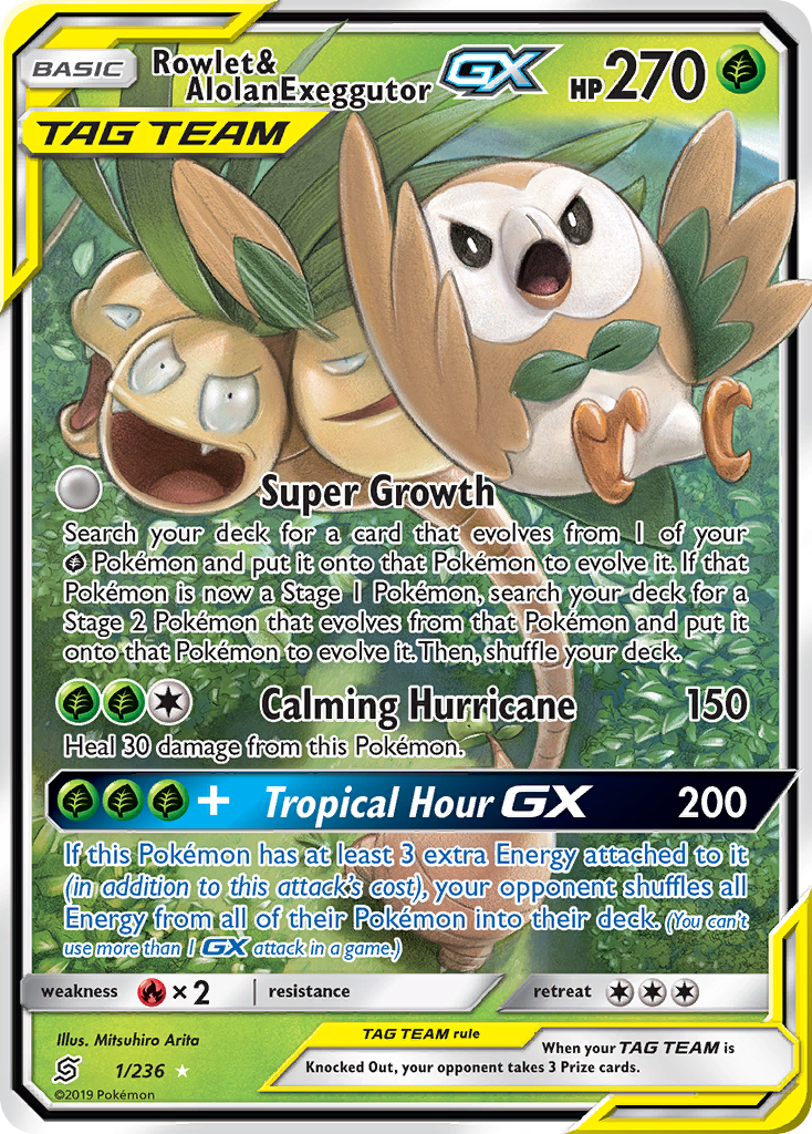 Unified Minds Rowlet & Alolan Exeggutor GX #1/236