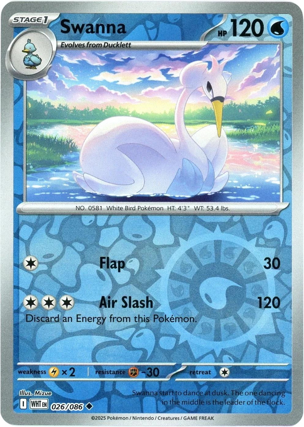White Flare Swanna #26/86 Reverse Holo