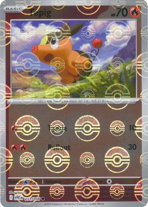 White Flare Tepig #11/86 Pokeball Holo